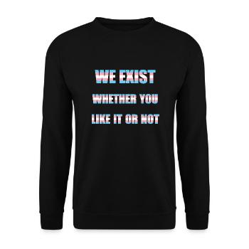 We Exist - Drapeau transgenre - Sweat-shirt Unisexe - noir - Devant - Alina (178cm) & Michal (187cm)