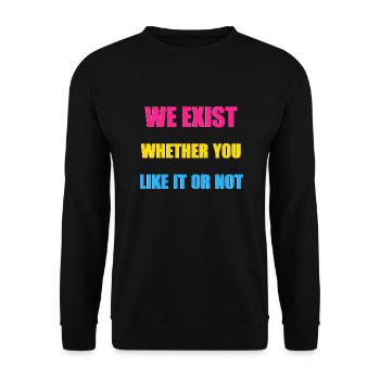 Nous existons - Drapeau pansexuel - Sweat-shirt Unisexe - noir - Devant - Alina (178cm) & Michal (187cm)