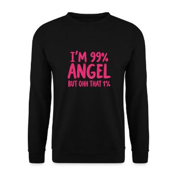 Engel Engelchen Prozent Spruch - Unisex Pullover - Schwarz - Vorne - Alina (178cm) & Michal (187cm)