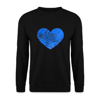 Heart with holes (blue) - Unisex Sweatshirt - black - Front - Alina (178cm) & Michal (187cm)