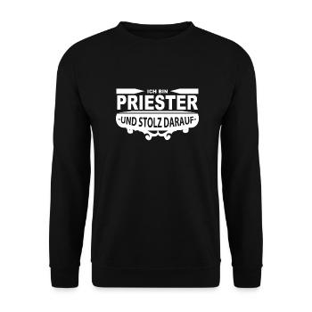 Ich bin Priester und stolz darauf - Unisex Pullover - Schwarz - Vorne - Alina (178cm) & Michal (187cm)