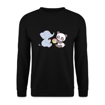 Elephant and Panda playing with ball - Sweat-shirt Unisexe - noir - Devant - Alina (178cm) & Michal (187cm)