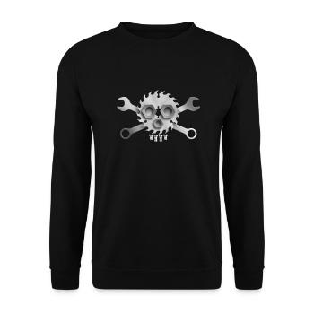 mechaniker_totenkopf_022015c - Unisex Pullover - Schwarz - Vorne - Alina (178cm) & Michal (187cm)