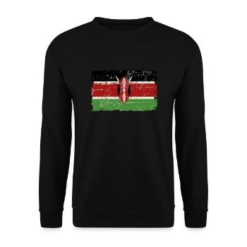 Kenya Vintage Flag - Unisex Pullover - Schwarz - Vorne - Alina (178cm) & Michal (187cm)