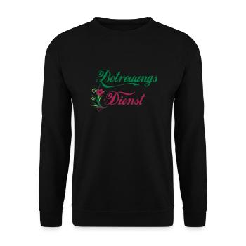 Betreuungs-Dienst Ornament Blume - Unisex Pullover - Schwarz - Vorne - Alina (178cm) & Michal (187cm)