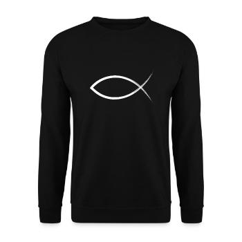 Poisson chrétien Ichthys Symbole du poisson christianisme - Sweat-shirt Unisexe - noir - Devant - Alina (178cm) & Michal (187cm)