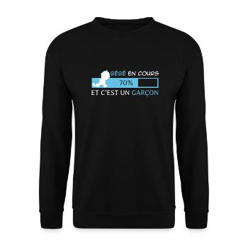 Bébé en cours et c'est un Garçon - Sweat-shirt Unisexe - noir - Devant - Alina (178cm) & Michal (187cm)