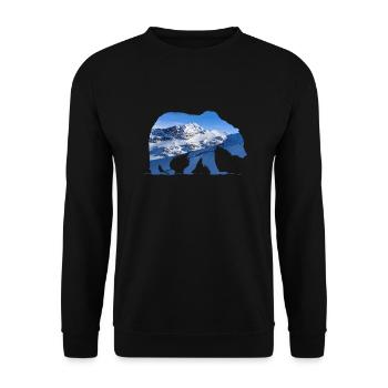 Bear silhouette with mountain photo - Unisex Sweatshirt - black - Front - Alina (178cm) & Michal (187cm)