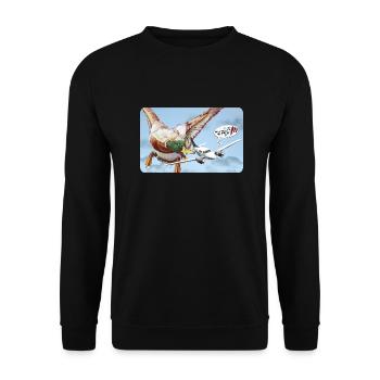 Duck Attack (version with speech bubble) - Unisex Sweatshirt - black - Front - Alina (178cm) & Michal (187cm)
