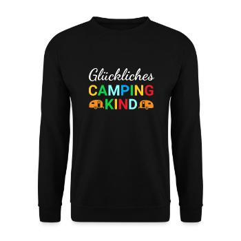Glückliches Camping Kind - Unisex Pullover - Schwarz - Vorne - Alina (178cm) & Michal (187cm)