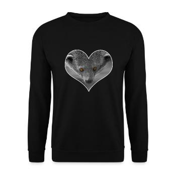 Binturong Herz - Unisex Pullover - Schwarz - Vorne - Alina (178cm) & Michal (187cm)