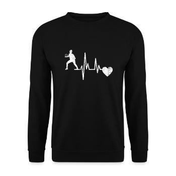 Tennis Tennisverein Tennisschläger Tennisspieler - Unisex Pullover - Schwarz - Vorne - Alina (178cm) & Michal (187cm)