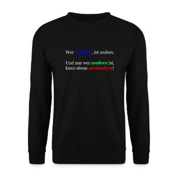 Wer auffällt ist anders! - Unisex Pullover - Schwarz - Vorne - Alina (178cm) & Michal (187cm)