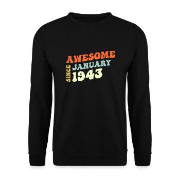 Groovy 80 Years Old Awesome Since January 1943 - Unisex Sweatshirt - black - Front - Alina (178cm) & Michal (187cm)