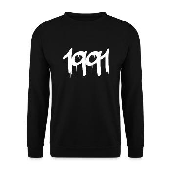 1991 's Logo Jahr 91 - Unisex Pullover - Schwarz - Vorne - Alina (178cm) & Michal (187cm)