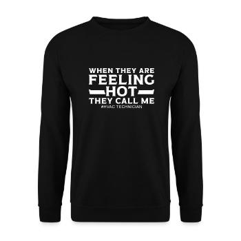 When They Feeling Hot Funny HVOC Technician - Unisex Sweatshirt - black - Front - Alina (178cm) & Michal (187cm)