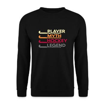 Hockey sur gazon Joueur de hockey « Hockey Legend » - Sweat-shirt Unisexe - noir - Devant - Alina (178cm) & Michal (187cm)