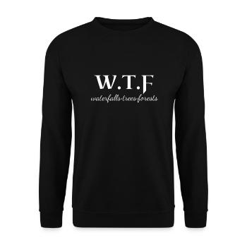 wtf camping, funny camping slogan - Unisex Sweatshirt - black - Front - Alina (178cm) & Michal (187cm)