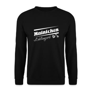 Hainichen - Lieblingsort mit Stadtnamen - Unisex Pullover - Schwarz - Vorne - Alina (178cm) & Michal (187cm)