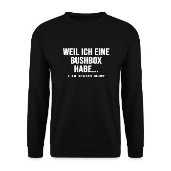Bushcraft Survival Wild Outdoor Bushbox Adventure - Unisex Sweatshirt - black - Front - Alina (178cm) & Michal (187cm)