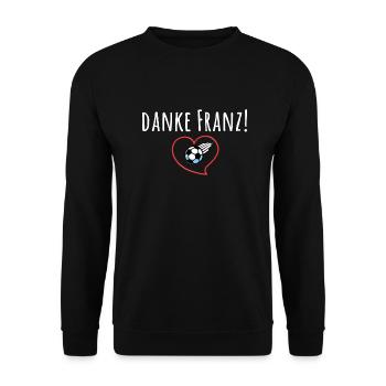 Danke Franz, Franz, Fussball, Herz, Rip - Unisex Pullover - Schwarz - Vorne - Alina (178cm) & Michal (187cm)