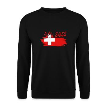 Swiss Schweiz - Unisex Pullover - Schwarz - Vorne - Alina (178cm) & Michal (187cm)