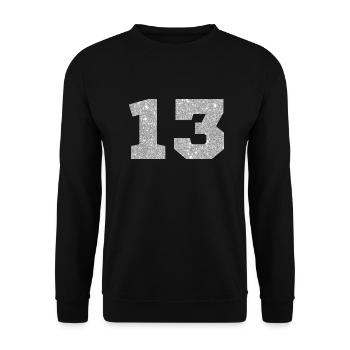 Numéro 13 paillettes rose - 13e anniversaire - Sweat-shirt Unisexe - noir - Devant - Alina (178cm) & Michal (187cm)