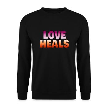 Liebe heilt lesbische Flaggenfarben - Unisex Pullover - Schwarz - Vorne - Alina (178cm) & Michal (187cm)