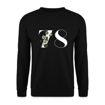Nummer 78 Blumengrün - 78. Blumengeburtstag - Unisex Pullover - Schwarz - Vorne - Alina (178cm) & Michal (187cm)