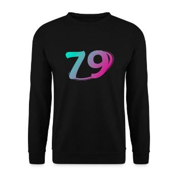 Nummer 79 mehrfarbig - Unisex Pullover - Schwarz - Vorne - Alina (178cm) & Michal (187cm)