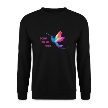 Born to be free, LGBTQ+, Regenbogen, Freiheit - Unisex Pullover - Schwarz - Vorne - Alina (178cm) & Michal (187cm)