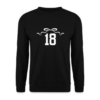Numéro 18 noeud - 18e anniversaire - Sweat-shirt Unisexe - noir - Devant - Alina (178cm) & Michal (187cm)