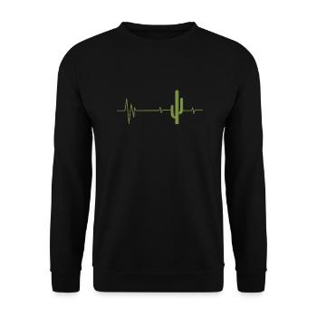 Saguaro Cactus Cacti Lover Heartbeat - Unisex Sweatshirt - black - Front - Alina (178cm) & Michal (187cm)