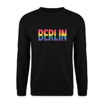 Berlin - Cooles queeres Stadtlogo - Unisex Pullover - Schwarz - Vorne - Alina (178cm) & Michal (187cm)