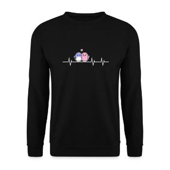 Two Cute Birds - Heart to Heart - Unisex Sweatshirt - black - Front - Alina (178cm) & Michal (187cm)
