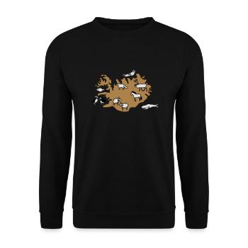 island Karte Tiere - Unisex Pullover - Schwarz - Vorne - Alina (178cm) & Michal (187cm)