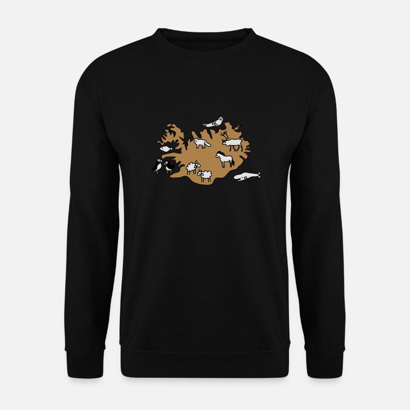 island Karte Tiere - Unisex Pullover - Schwarz