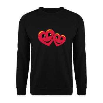 Herzende Herzen - Unisex Pullover - Schwarz - Vorne - Alina (178cm) & Michal (187cm)