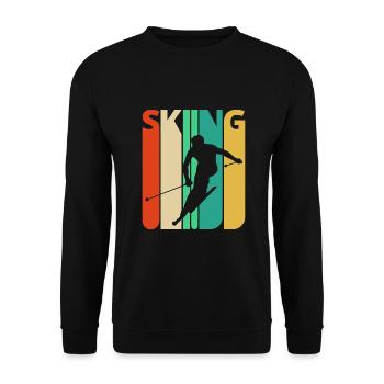 Cadeaux rétro de ski rétro des années 70 impressionnants pour des skieurs - Sweat-shirt Unisexe - noir - Devant - Alina (178cm) & Michal (187cm)