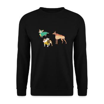 Hunde im Kostüm Hot Dog - Unisex Pullover - Schwarz - Vorne - Alina (178cm) & Michal (187cm)