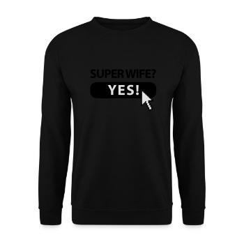super_wife_button_f3 - Unisex Sweatshirt - black - Front - Alina (178cm) & Michal (187cm)