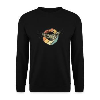 Heuschrecke - Unisex Pullover - Schwarz - Vorne - Alina (178cm) & Michal (187cm)