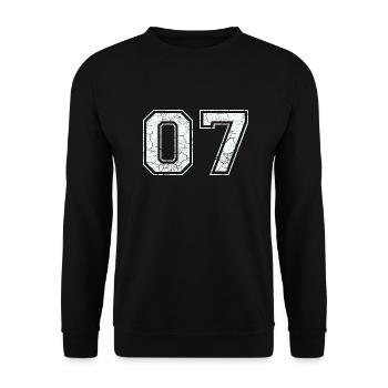 07 in white in the used look - Unisex Sweatshirt - black - Front - Alina (178cm) & Michal (187cm)