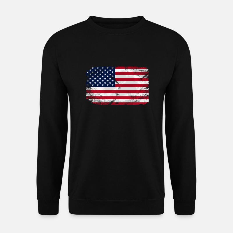 USA Flag - Vintage Look - Unisex Pullover - Schwarz