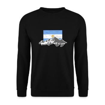 Argentina - Mountains & Flag - Unisex Sweatshirt - black - Front - Alina (178cm) & Michal (187cm)