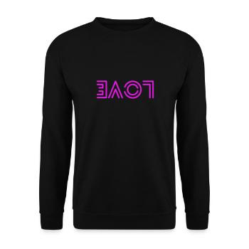 LOVE - Liebe - Neon - Unisex Pullover - Schwarz - Vorne - Alina (178cm) & Michal (187cm)
