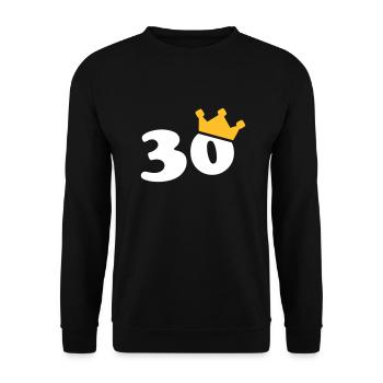 30 Krone 30. Geburtstag 30 Jahre - Unisex Pullover - Schwarz - Vorne - Alina (178cm) & Michal (187cm)