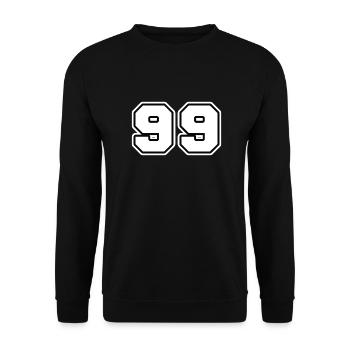 NUMMER 99 - Unisex Pullover - Schwarz - Vorne - Alina (178cm) & Michal (187cm)