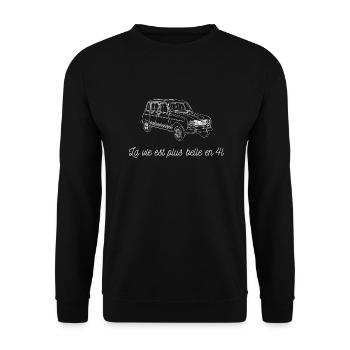 La vie est plus belle en 4l - dessin blanc - Sweat-shirt Unisexe - noir - Devant - Alina (178cm) & Michal (187cm)