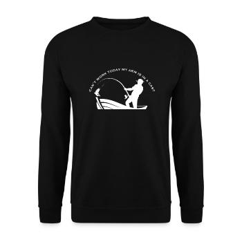 JE NE PEUX PAS TRAVAILLER AUJOURD’HUI MON BRAS EST DANS UN PLÂTRE - Angler Tee - Sweat-shirt Unisexe - noir - Devant - Alina (178cm) & Michal (187cm)